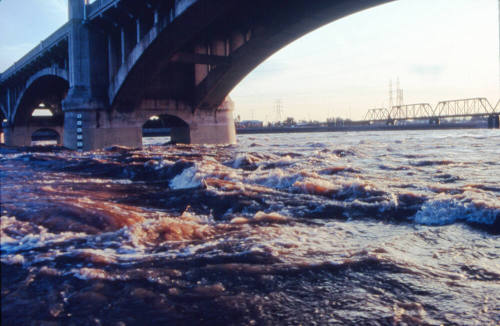 Salt River flooding under Mill Avenue bridge around  January 8,1993