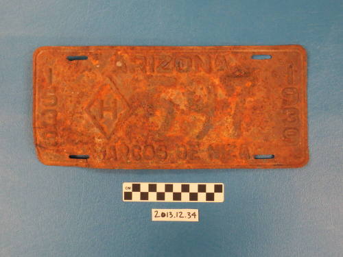 1939 Arizona License Plate 597 Marcos de Niza