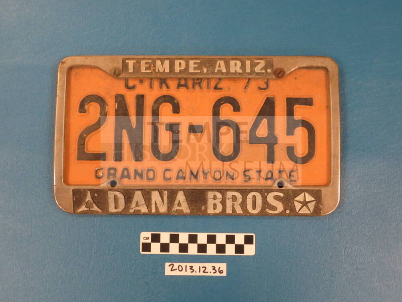 Arizona License Plate in Dana Bros Holder