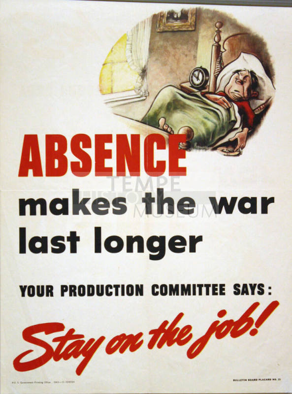 WW II poster -Absence makes the war last longer