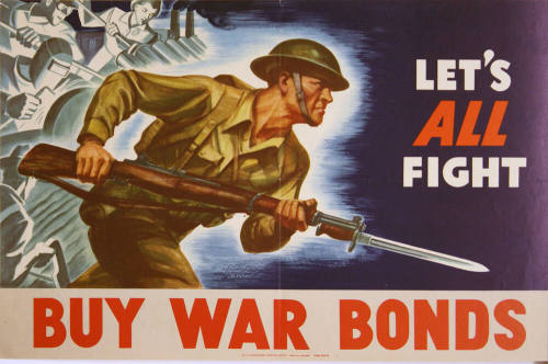 WW II Poster - "Let's ALL fight   BUY WAR BONDS"