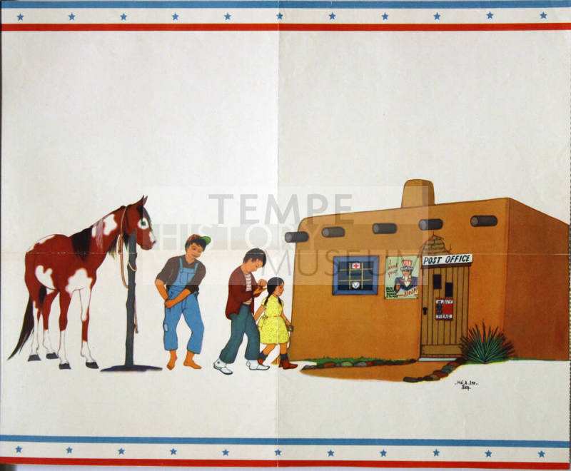 Adobe Post Office with World War II Poster