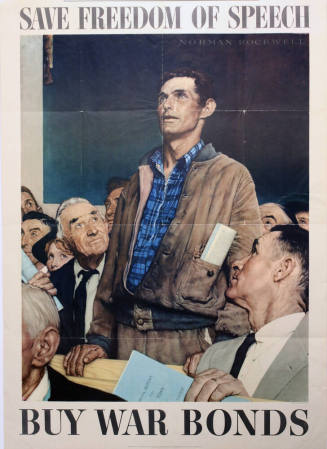 WW II Norman Rockwell Poster - Save Freedom of Speech  Buy War Bonds