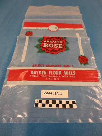 Plastic Hayden Mills "Arizona Rose" flour bag