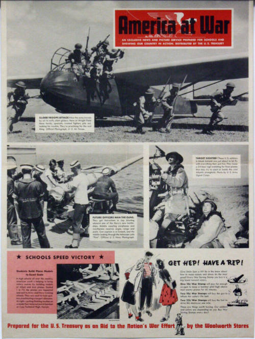 WW II Poster - "America at War" by F.W.Woolworth Co.