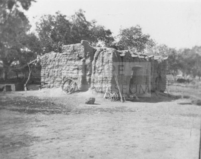 Adobe building on the Petersen property.