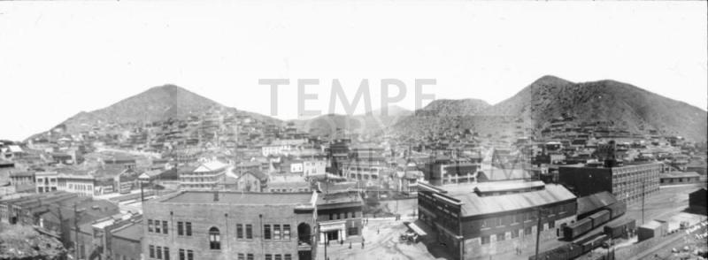 Roosevelt town with railroad in mountains, Arizona