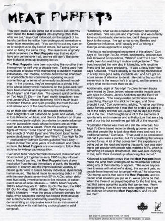 Meat Puppets Album "Too High to Die" Press Packet