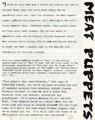 Meat Puppets Press Release for Album "Hidden Places"