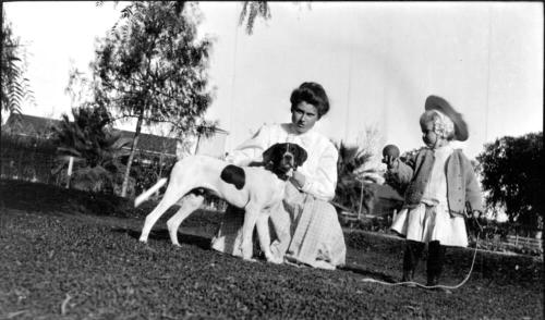 Ruby and Charles Harold with dog