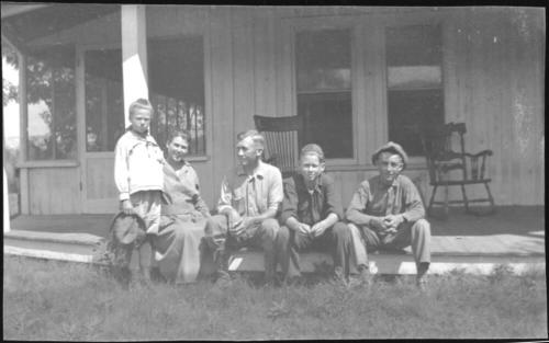 Woolf family group at camping cabin