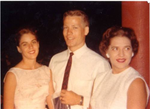 Photograph of Robert Royse, girlfriend Sue Herganrather, and Sally Hergenrather after Gradution