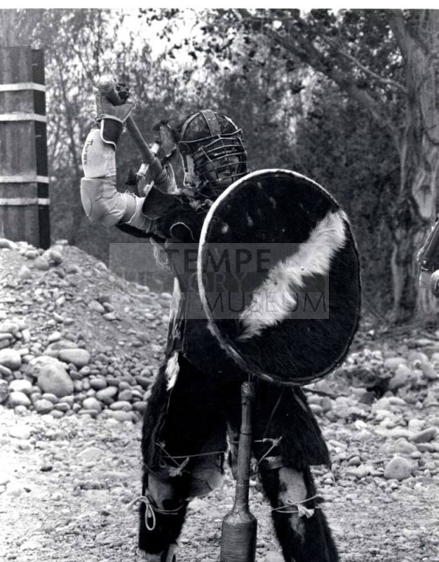 Photograph - Society for Creative Anachronism - Man in Armour with shield and battle axe