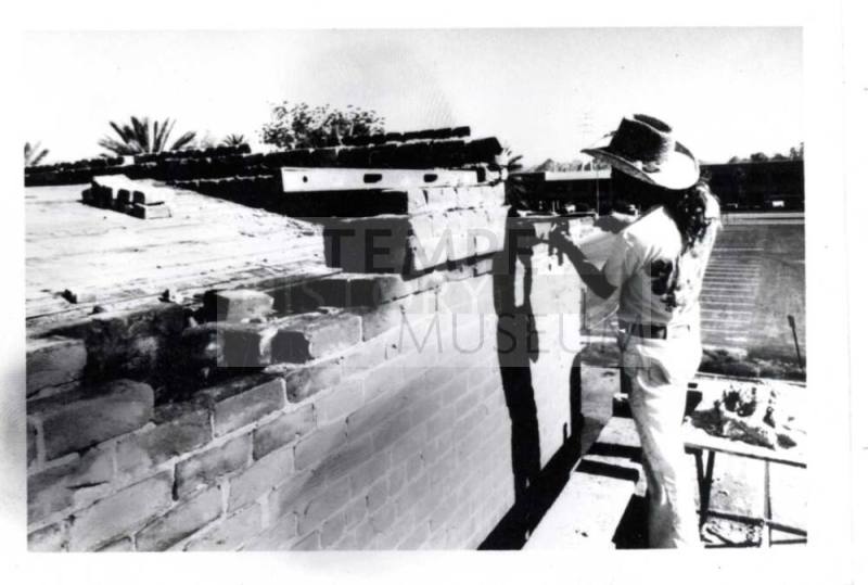 Photograph - Restoration and Repair of Upper wall at Hackett House - c. 1980