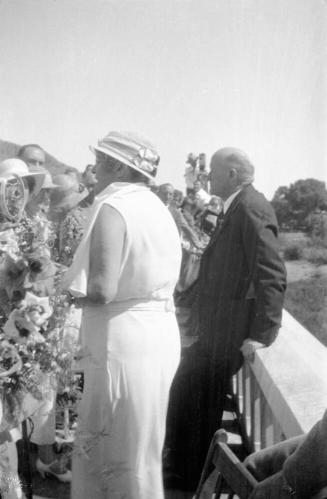Negative - Governor Moeur and Mrs. Moeur at Dedication of Tempe, Mill Ave Bridge