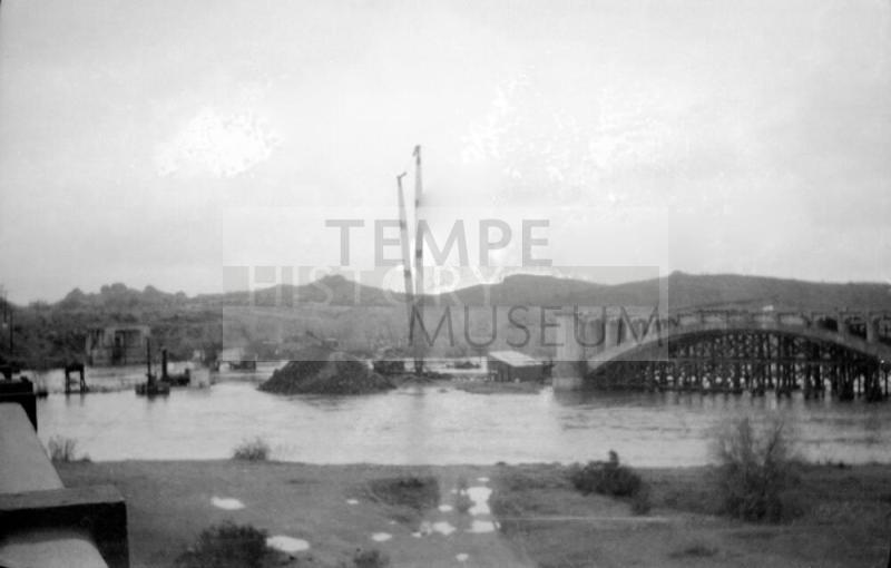 Negative - The flood the interrupted construction on Mill Bridge, c. 1933