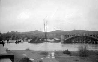 Negative - The flood the interrupted construction on Mill Bridge, c. 1933
