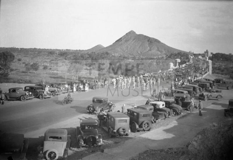 Negative - Band playing on Bridge during Dedication of Tempe, Mill Ave Bridge c. 1933