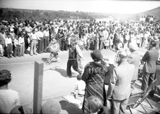 Negative - Two Native Americans participating in parade during Dedication of Tempe, Mill Ave Bridge