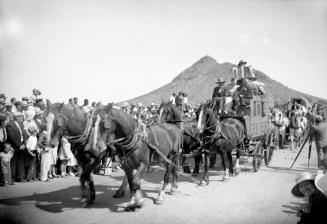 Negative - Stagecoach ready to cross bridge during Dedication of Tempe, Mill Ave Bridge c. 1933