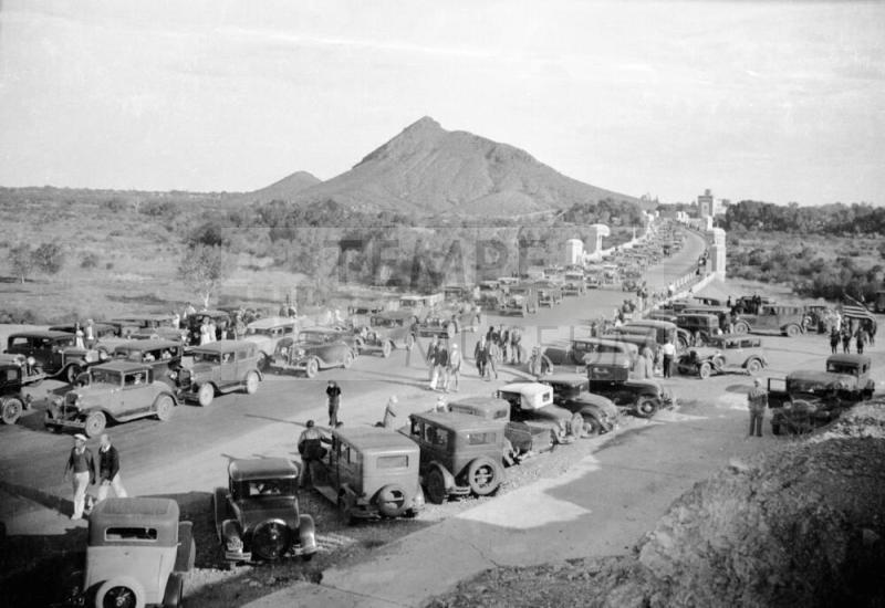 Negative - Panorama of Dedication of Tempe, Mill Ave Bridge, c. 1933