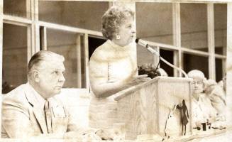 Sam Fees at retirement event with a Speaker