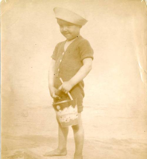 Portrait of a Laird Scott Boy in A Sailor Hat by Water