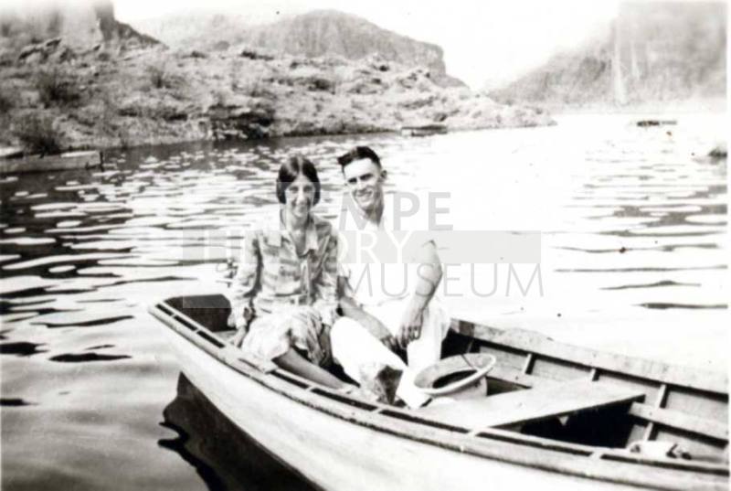 Frank and Minnie Raymond Boating on a Lake