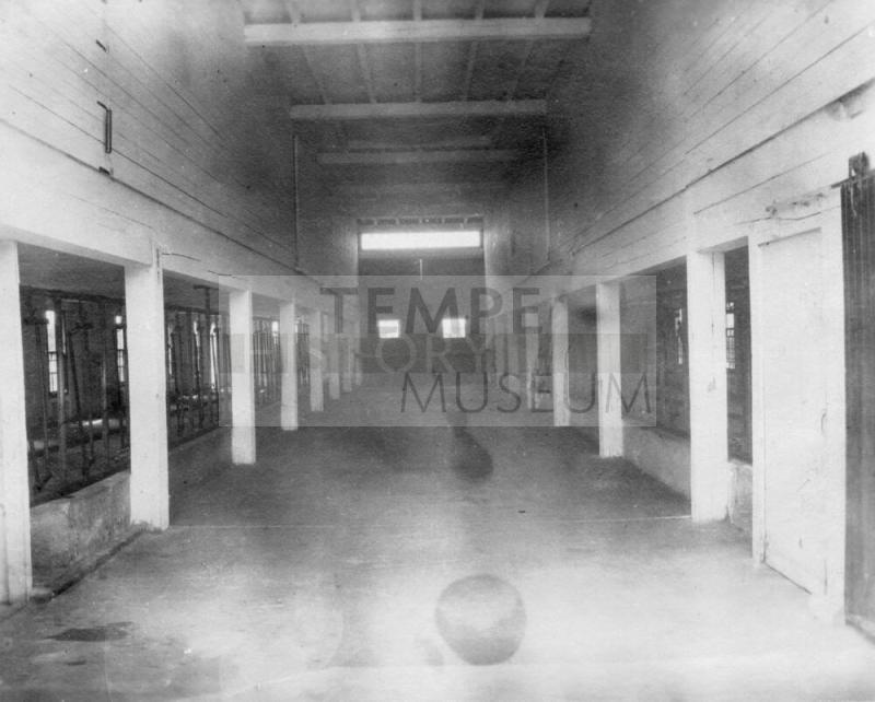 Interior of barn (?) possibly dairy