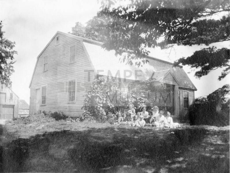 Family Portrait in front of Residential Building with Barn Style Roof - North Reading, Mass.