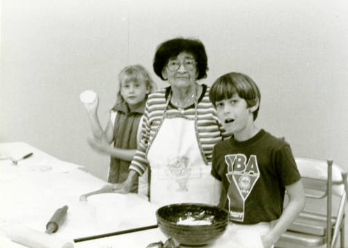 Photograph - Adelina Araiza demonstrating making tortillas