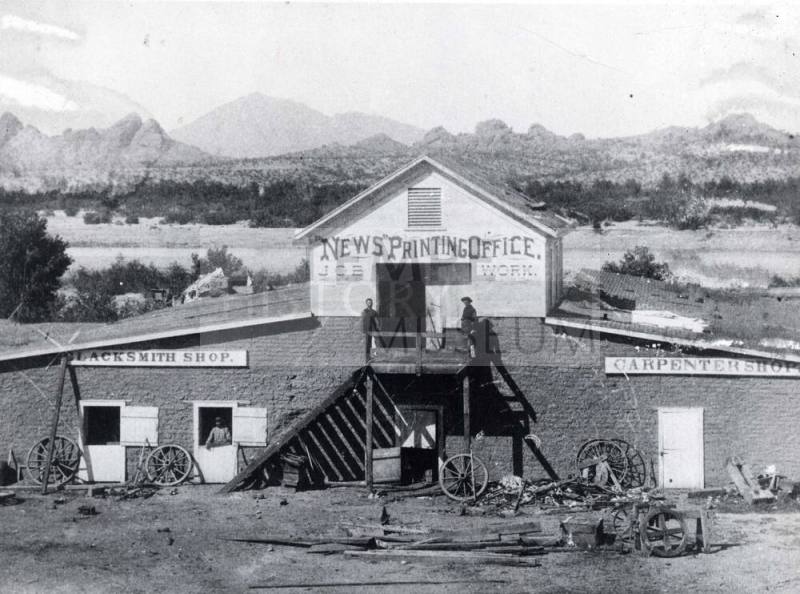 Photograph - Newsprinting Office, Blacksmith shop, and carpenter shop