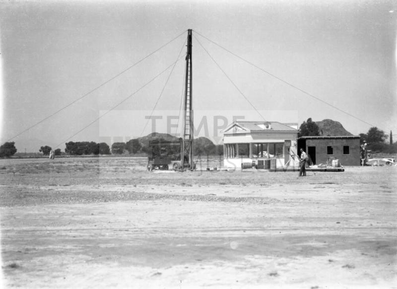 Negative Film - Tempe Airfield Radio Tower(?) with building