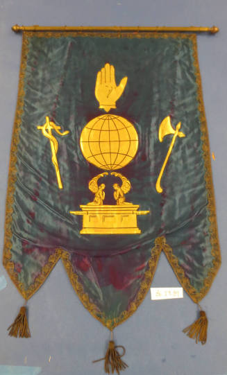 Banner with Axe, Globe, and Cross
