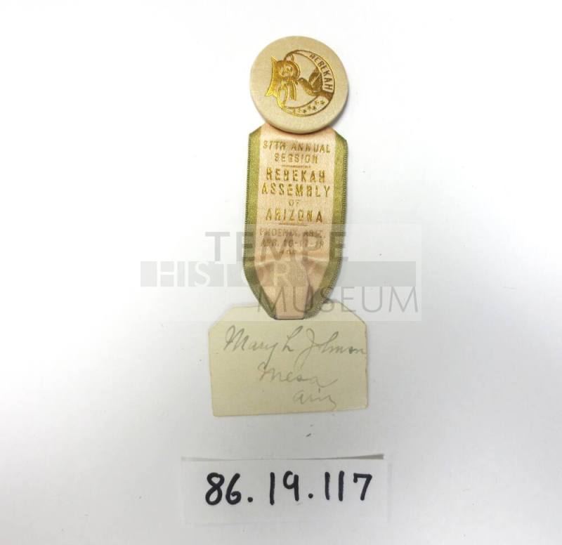 Rebekah Assembly pin and Ribbon