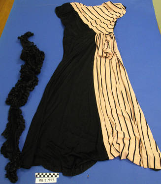 Pink and black dress with scarf