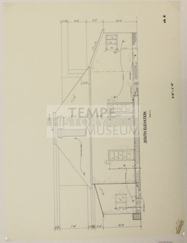 South Elevation - Methodist Episcopal Parsonage, 519 S Maple Avenue, Tempe, Arizona