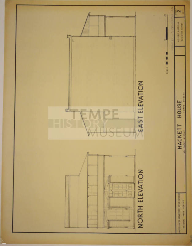 East and North Elevations - Hackett House