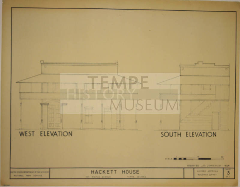 West and South Elevations - Hackett House