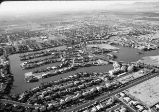 Aerial of The Lakes residential area and Baseline Road