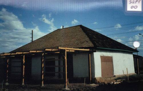 Back of the Elias-Rodriguez House during restoration