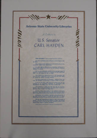A Tribute to Carl Hayden fron Senator Lyndon B. Johnson