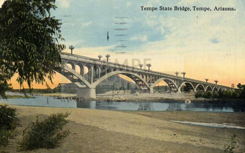 Postcard - Tempe State Bridge, Tempe, Arizona, Mailed Aug. 18, 1915