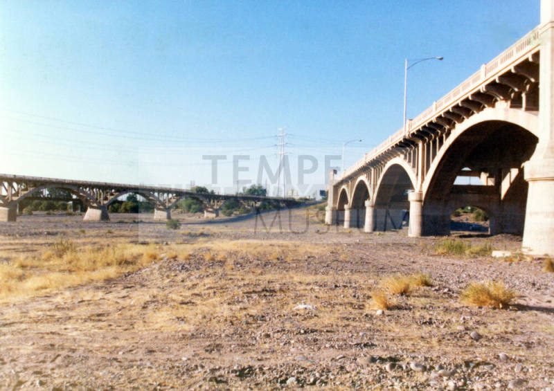 Ash Avenue Bridge and Mill Avenue Bridge over the dry Salt River