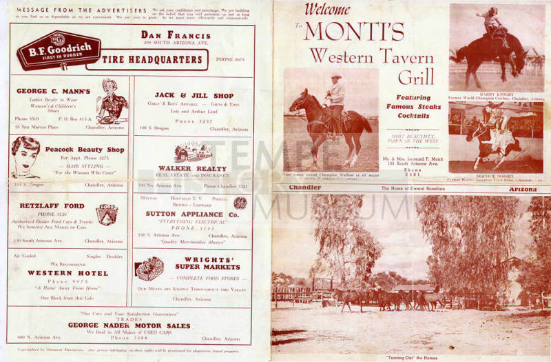 Welcome Monti's Western Tavern Grill Menu Chandler