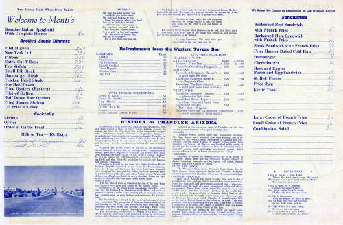 Monti's Western Tavern Menu Chandler