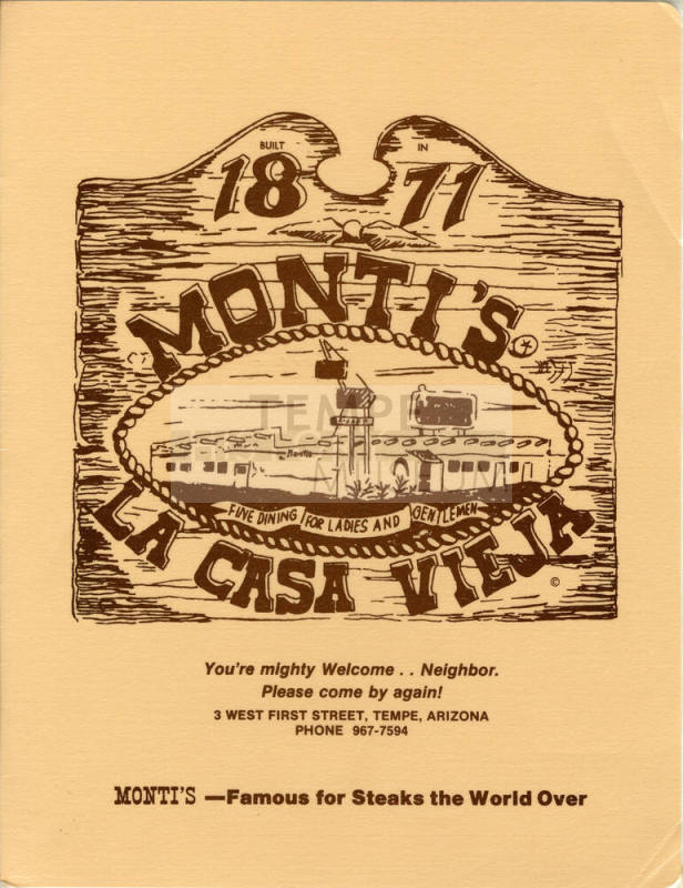Monti's La Casa Vieja Menu c. 1970