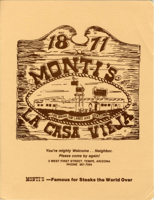 Monti's La Casa Vieja Menu c. 1970