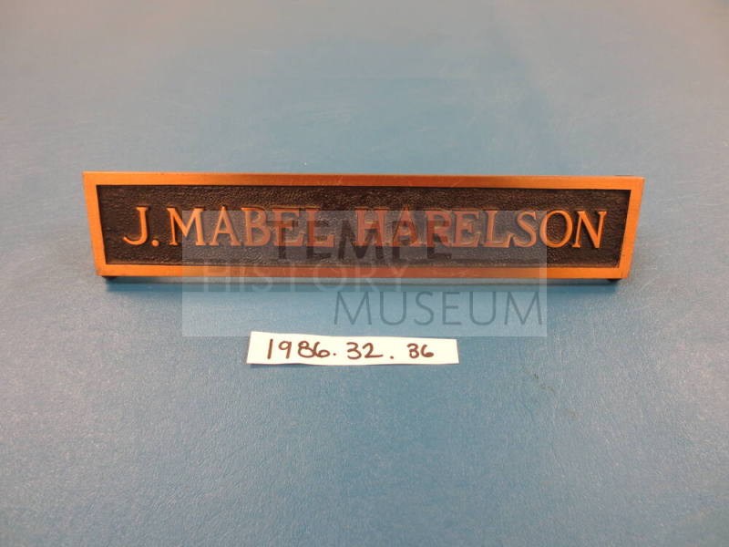 J. Mabel Harelson nameplate