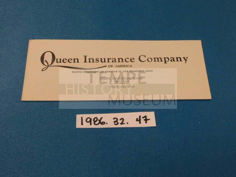 Queen Insurance Company business card
